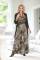 Thumbnail of Green snakeskin maxi dress and olive waterfall cardigan for autumn collection