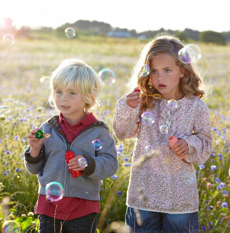 Vertbaudet kids clothing lavender field with bubbles